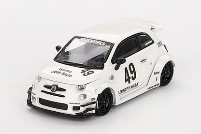[ Back-order ] TSM MINI-GT MGT00809-L 1:64 Abarth 595 LB-WORKS x Abas Works Gala White LHD model car