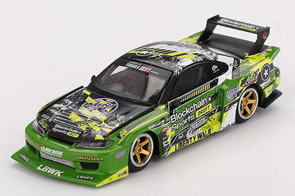 [ Back-order ] TSM MINI-GT MGT00823-BL Nissan Silvia S15 LB-Super Silhouette #555 V2 2024 Formula Drift Japan RHD model car