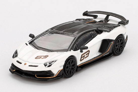 [ Back-order ] TSM MINI-GT MGT00842-L 1:64 Lamborghini Aventador SVJ 63 Bianco Asopo White LHD model car