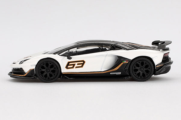 [ Back-order ] TSM MINI-GT MGT00842-L 1:64 Lamborghini Aventador SVJ 63 Bianco Asopo White LHD model car