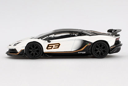 [ Back-order ] TSM MINI-GT MGT00842-L 1:64 Lamborghini Aventador SVJ 63 Bianco Asopo White LHD model car