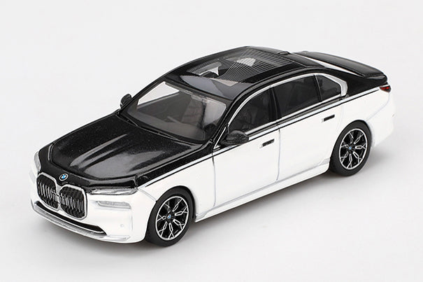 [ Back-order ] TSM MINI-GT MGT00959-L 1:64 BMW i7 x Drive60 Alpine White Black Sapphire LHD model car