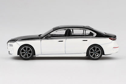 [ Back-order ] TSM MINI-GT MGT00959-L 1:64 BMW i7 x Drive60 Alpine White Black Sapphire LHD model car