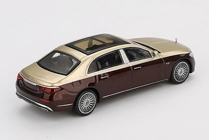 [ Back-order ] TSM MINI-GT MGT00962-L 1:64 Mercedes-Maybach S680 Gold Dark Red Metallic LHD model car