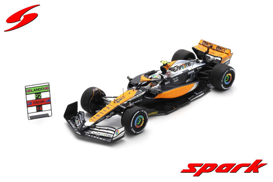 S8593 Spark 1:43 McLaren MCL60 #4 McLaren 2nd place UK British GP 2023 L. Norris with pit board