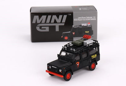 MGT00522-R TSM MINI-GT 1:64 Land Rover Defender 110 Mobile Brigade Corps (KORPS BRIMOB) RHD Indonesia Exclusive