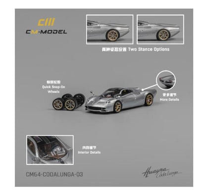 CM64-Codalunga-03 CM-MODEL 1:64 Pagani Codalunga Metallic Silver