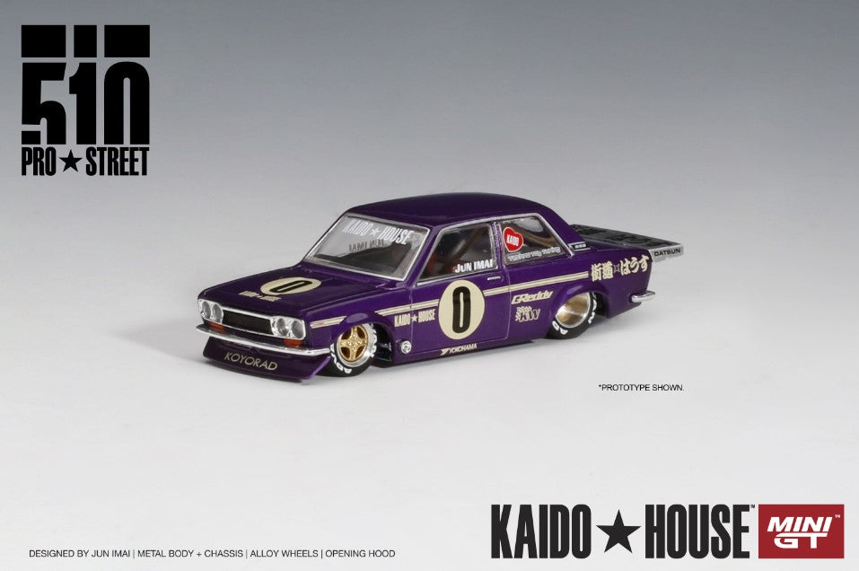 KHMG002 TSM MINI-GT 1:64 Datsun 510 Pro Street OG Purple KAIDO HOUSE LHD