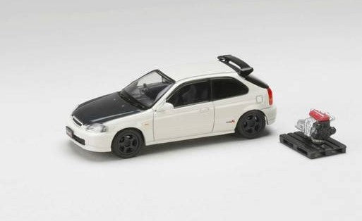 [ Back-order ] Hobby Japan HJ643016BW 1:64 Honda civic Type R (EK9) 1997 Customized Ver. with Engine Display Model Championship White