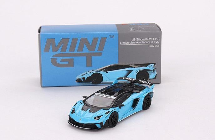 MGT00494-R TSM MINI-GT 1:64 LB-Silhouette WORKS Lamborghini Aventador GT EVO Baby Blue RHD