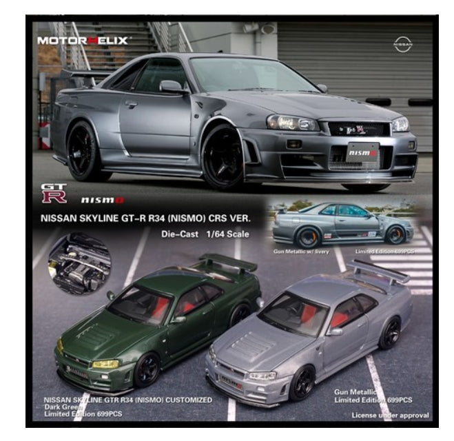 M63421 MOTORHELIX 1:64 Nissan Skyline GTR R34 (NISMO) Customised Dark Green