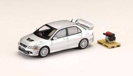 [ Back-order ] Hobby Japan HJ641054S 1:64 Mitsubishi LANCER GSR EVOLUTION 7 with Engine Display Model Satellite Silver