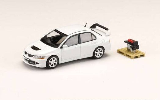 [ Back-order ] Hobby Japan HJ643054W 1:64 Mitsubishi LANCER GSR EVOLUTION 8 with Engine Display Model White Solid