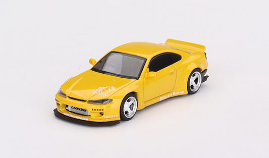 MGT00643-R TSM MINI-GT 1:64 Nissan Rocket Bunny Silvia (S15) Yellow RHD