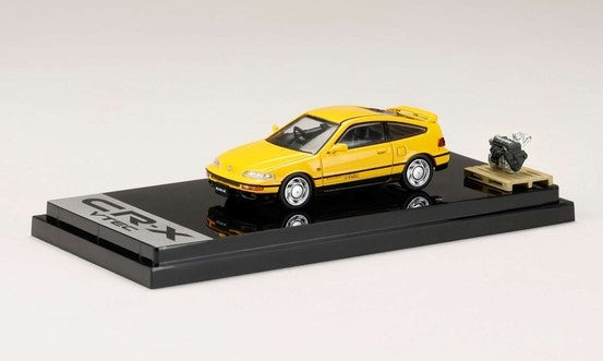 [ Back-order ] Hobby Japan HJ642005Y 1:64 Honda CR-X SiR (EF8) 1989 with Enigne Display Model Yellow