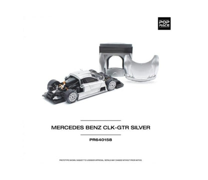 PR640158 POP RACE 1:64 Mercedes Benz CLK-GTR SILVER