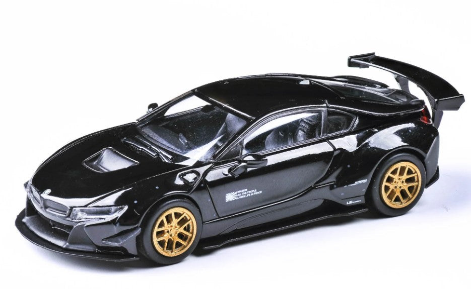 [ Back-order ] TINY PA-55142 1:64 Liberty Walk BMW i8 Black LHD