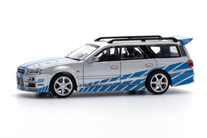 PR640060 POP RACE 1:64 Nissan STAGEA Blue/Silver