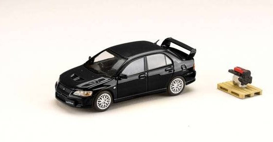 [ Back-order ] Hobby Japan HJ641054BK 1:64 Mitsubishi LANCER GSR EVOLUTION 7 with Engine Display Model Amethyst Black Pearl