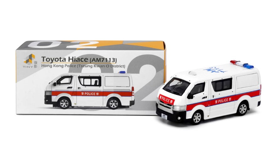 [ Back-order ] TINY ATC65174 1:64 Tiny City No.02 Toyota Hiace Police Vehicle Silver Wheels (AM7113) Diecast