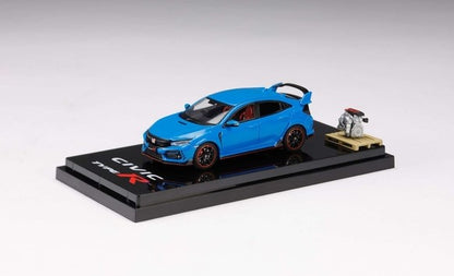 [ Back-order ] Hobby Japan HJ642055ABL 1:64 Honda Civic Type R (FK8) 2020 with Engine Display Model Racing Blue Pearl