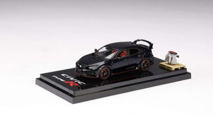 [ Back-order ] Hobby Japan HJ641055ABK 1:64 Honda Civic Type R (FK8) 2017 with Engine Display Model Crystal Black Pearl