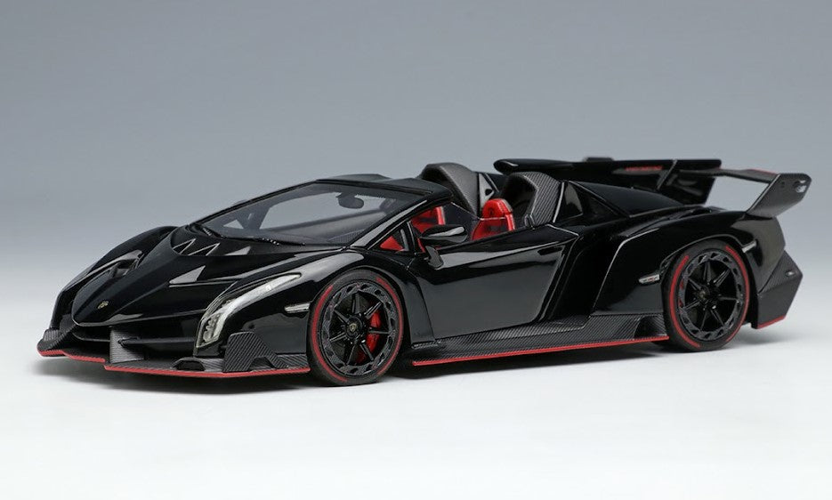 [ Back-order ] Make Up EIDOLON EM451C 1:43 Lamborghini Veneno Roadster 2015 Black/Red Stripe