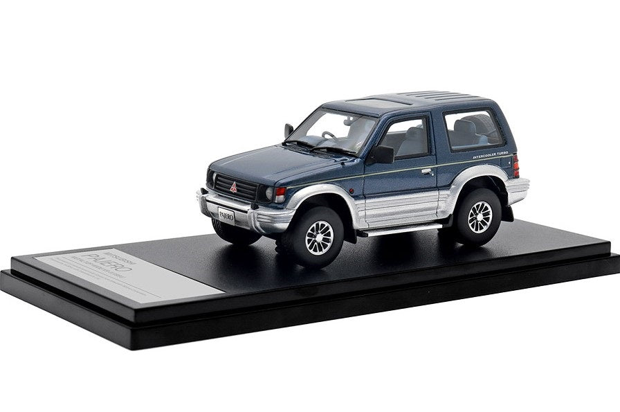 [ Back-order ] Hi-Story HS446BL 1:43 MITSUBISHI PAJERO METALTOP WIDE XR-II (1991) Normandy Blue/Grace Silver Resin