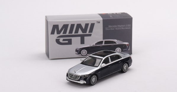 MGT00516-L TSM MINI-GT 1:64 Mercedes Maybach S680 Silver/Blue Metallic LHD