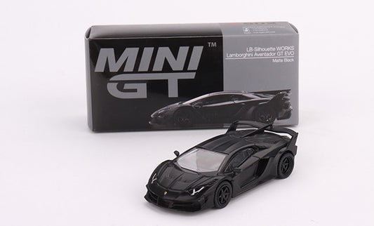 MGT00502-L TSM MINI-GT 1:64 LB Silhouette WORKS Lamborghini Aventador GT EVO Matt Black LHD