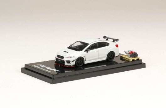 HJ641040W Hobby JAPAN 1:64 SUBARU WRX STI RA-R with optional Equipment / with engine display model Crystal White Pearl