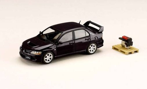 [ Back-order ] Hobby Japan HJ643054BK 1:64 Mitsubishi LANCER GSR EVOLUTION 8 with Engine Display Model Black Mica