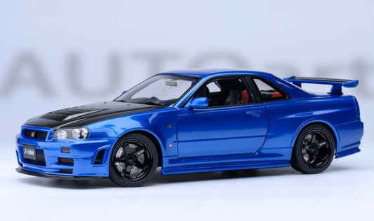 77460 AUTOart 1:18 Nissan Nismo R34 GT-R Z-tune (Bayside Blue /Carbon Black Hood)