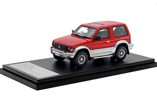 [ Back-order ] Hi-Story HS446RE 1:43 MITSUBISHI PAJERO METALTOP WIDE XR-II (1991) Venus Red/Grace Silver Resin