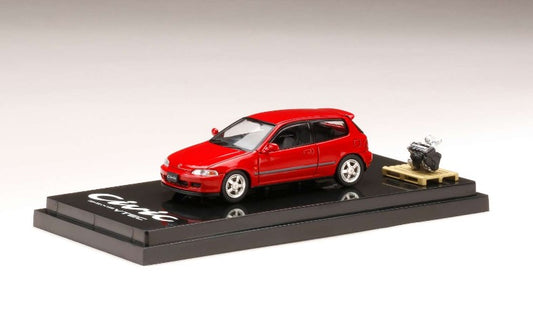 [ Back-order ] Hobby Japan HJ641017SR 1:64 Honda civic (EG6) SiR-S with Engine Display Model Mirano Red