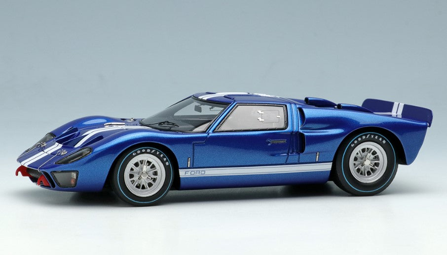 [ Back-order ] Make Up EIDOLON EM478A 1:43 GT40 Mk.2 Street Version 1966 Metallic Blue/White Stripe