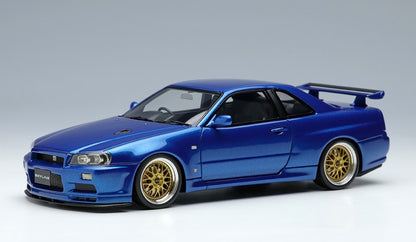 [ Back-order ] Make Up EIDOLON EM509A 1:43 Nissan Skyline GT-R (BNR34) V-spec II 2000 BBS LM Wheel Bayside Blue