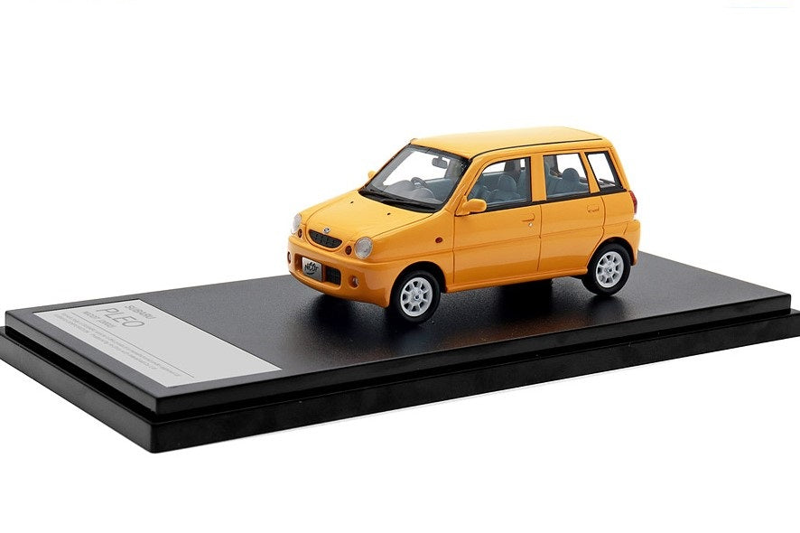 [ Back-order ] Hi-Story HS432YE 1:43 SUBARU PLEO NICOT (2002) Mandarin Yellow Resin