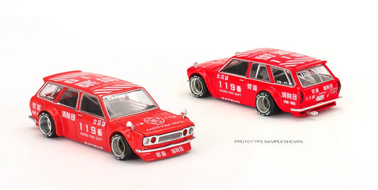 KHMG020 TSM MINI-GT 1:64 Nissan Datsun KAIDO 510 wagon FIRE V1 RHD