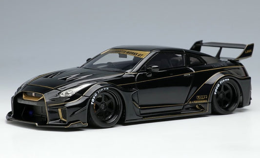 [ Back-order ] Make Up EIDOLON LB012G 1:43 LB-Silhouette Works GT 35GT-RR Black/Gold Stripe