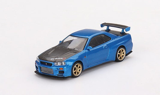 MGT00531-R TSM MINI-GT 1:64 Nissan Skyline GT-R R34 Top Secret Bayside Blue RHD