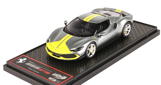 BBRC265A BBR 1:43 Ferrari 296 Assetto Fiorano Grigio Coburn Stripe In Giallo Modena