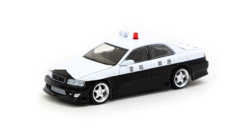 T64G-007-BW TARMAC WORKS × VERTEX 1:64 Toyota Chaser JZX100 Black / White