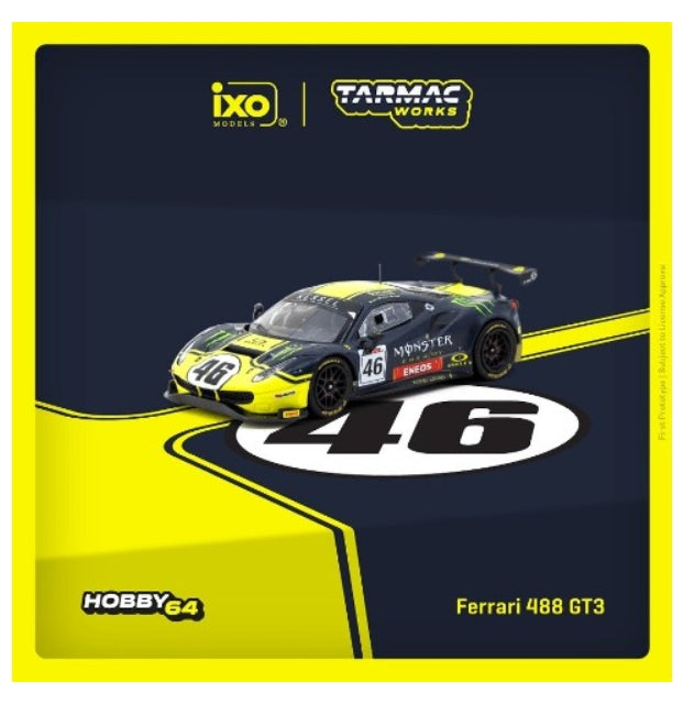 T64-072-19GUF46 Tarmac Works 1:64 Ferrari 488 GT3 Gulf 12 Hours 2019 V. Rossi / A. Salucci / L. Marini