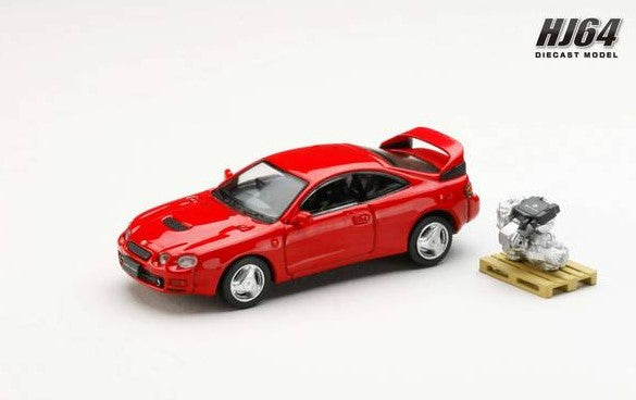 HJ641064AR Hobby JAPAN 1:64 Toyota Celica GT-FOUR WRC EDITION (ST205) w/Engine Display Model Super Red IV