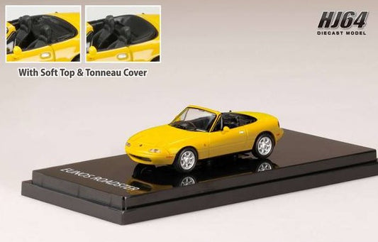 [ Back-order ] Hobby Japan HJ642025BY 1:64 EUNOS ROADSTER (NA6CE) J-LIMITED with Tonneau Cover Sunburst Yellow