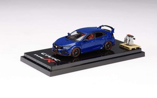 [ Back-order ] Hobby Japan HJ641055ABL 1:64 Honda civic Type R (FK8) 2017 with Engine Display Model Brilliant Sporty Blue Metallic