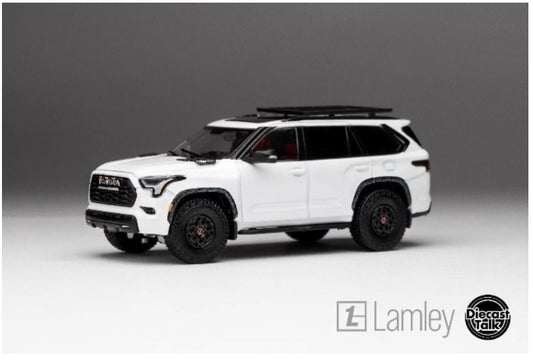 DTG0028-WH GCD Gaincorp Products 1:64 Toyota Sequoia TRD PRO Ice Cap White DiecastTalk x Lamley Special Order