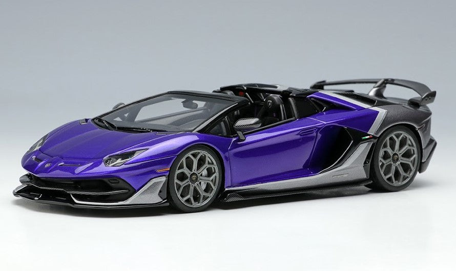 [ Back-order ] Make Up EIDOLON EM669C 1:43 Lamborghini Aventador SVJ Roadster Ad Personam 2 Tone Paint Viola Hestia/Grigio Lynx