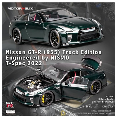 M83516 MOTORHELIX 1:18 Nissan GT-R (R35) Track Edition Engineered by NISMO T-Spec 2022 Midnight Purple